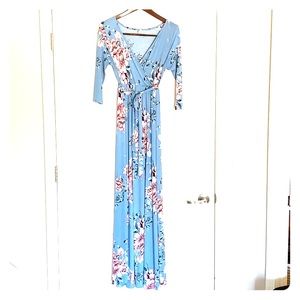 Blue floral maternity maxi